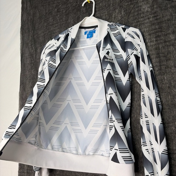 Adidas Originals Zig Zag Track Jacket Gray White Full Zip Women’s XS(A250) - Picture 6 of 9